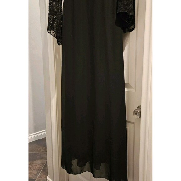 Black Lace Maxi Gown Dress Medium Size 6/8 Sheer with Slip Side Zip Worn Once - Picture 6 of 13